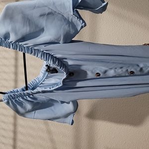 Blue Casual Dress with Belt